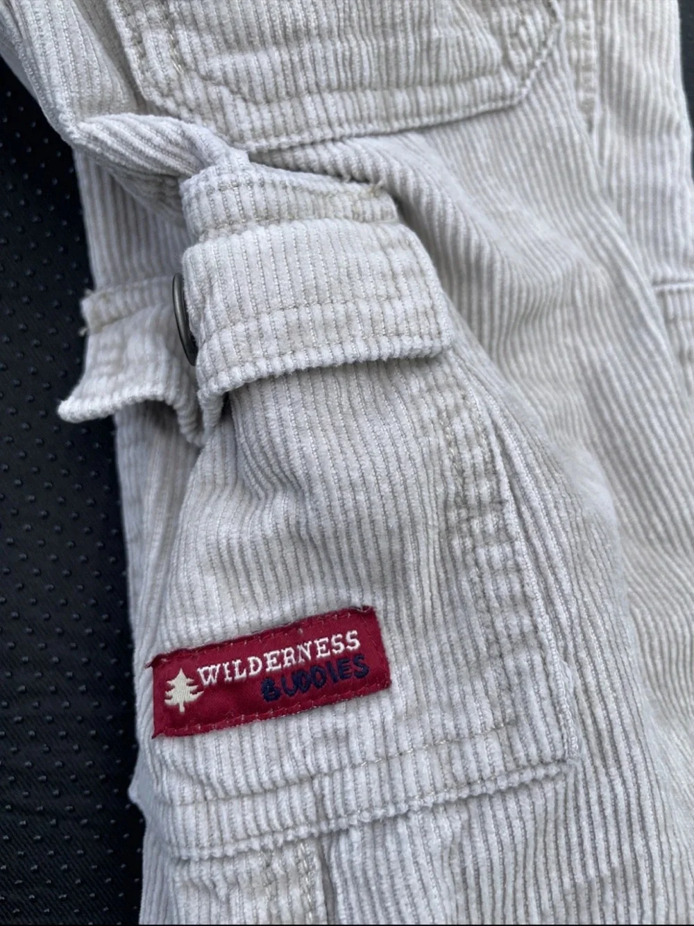 Carter's Light Beige Corduroy Baby Overalls with Bear Patch